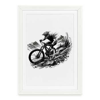 VTT VTT Descente Cadeau - Affiche encadrée (27 × 37 cm) - blanc - Devant