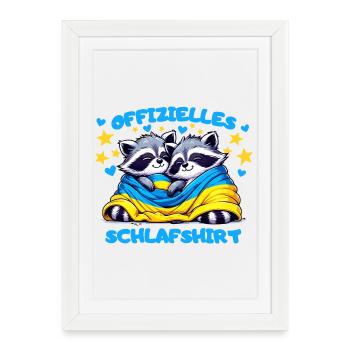 Votre chemise de nuit câline avec un cœur pour l’Ukraine - Affiche encadrée (27 × 37 cm) - blanc - Devant