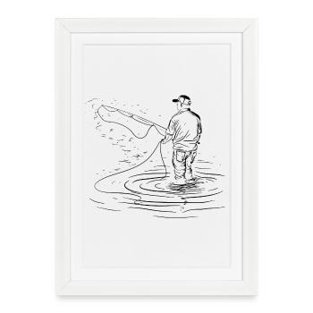 Dessin de pêche - Affiche encadrée (27 × 37 cm) - blanc - Devant
