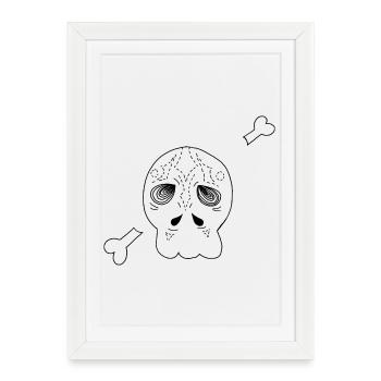 tête de mort - Affiche encadrée (27 × 37 cm) - blanc - Devant