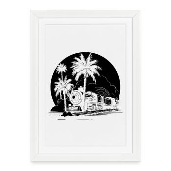 Chemin de fer - Affiche encadrée (27 × 37 cm) - blanc - Devant