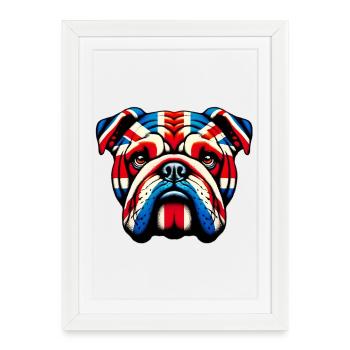 Bouledogue anglais Chien - Affiche encadrée (27 × 37 cm) - blanc - Devant