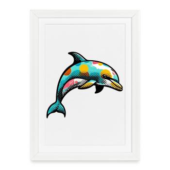 Dauphin - Affiche encadrée (27 × 37 cm) - blanc - Devant