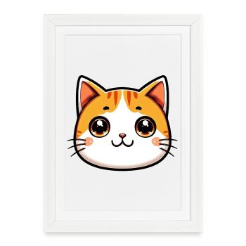 Chat - Affiche encadrée (27 × 37 cm) - blanc - Devant