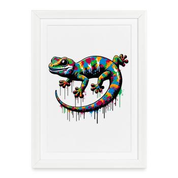 Gecko - Affiche encadrée (27 × 37 cm) - blanc - Devant