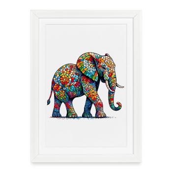 Éléphant - Affiche encadrée (27 × 37 cm) - blanc - Devant