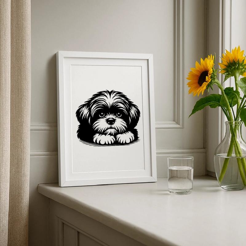 Shih Tzu Head with Paws Framed poster (27 × 37 cm)