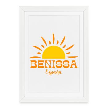Benissa Espana Sunrise Design - Affiche encadrée (27 × 37 cm) - blanc - Devant