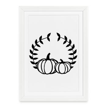 Pumpkin wreath - Framed poster (27 × 37 cm) - white - Front