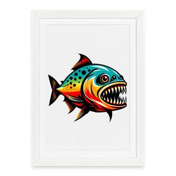 Piranha - Affiche encadrée (27 × 37 cm) - blanc - Devant