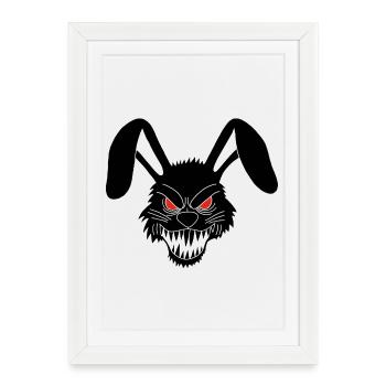 Demonic Black Rabbit - Framed poster (27 × 37 cm) - white - Front