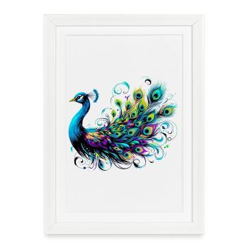 Paon - Affiche encadrée (27 × 37 cm) - blanc - Devant