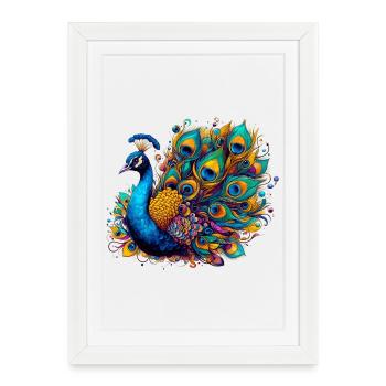 Paon - Affiche encadrée (27 × 37 cm) - blanc - Devant