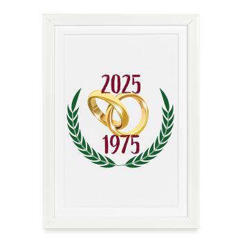 Noces d’Or 2025 Partenaire Look 50 ans de mariage - Affiche encadrée (27 × 37 cm) - blanc - Devant