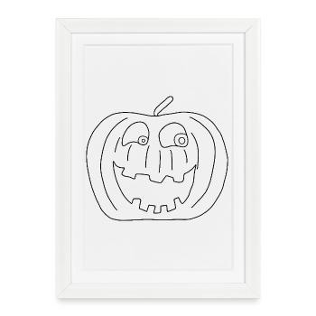 Citrouille avec visage - Halloween - Affiche encadrée (27 × 37 cm) - blanc - Devant