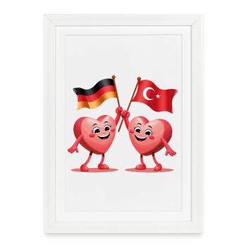 L’Allemagne et la Turquie coeurs - Affiche encadrée (27 × 37 cm) - blanc - Devant