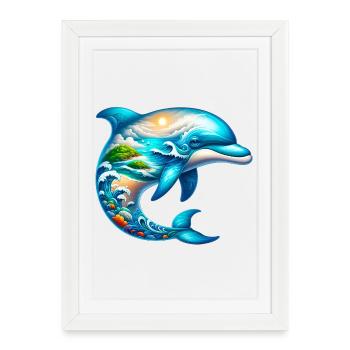 Dauphin - Affiche encadrée (27 × 37 cm) - blanc - Devant