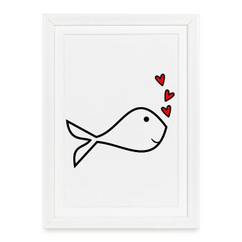 FISH. SARDINE. APRIL FOOL. SEA. OCEAN - Framed poster (27 × 37 cm) - white - Front