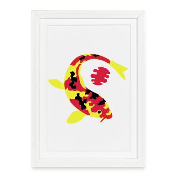 Poisson abstract en couleurs vives - Affiche encadrée (27 × 37 cm) - blanc - Devant