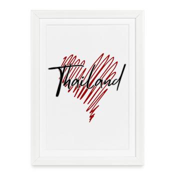 J’aime la Thaïlande, le cœur de la Thaïlande - Affiche encadrée (27 × 37 cm) - blanc - Devant