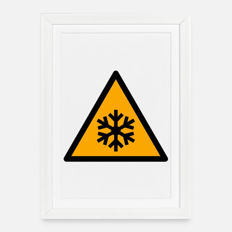 Glacé | Flocon de neige en triangle - Affiche encadrée (27 × 37 cm) - blanc
