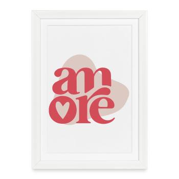Lettrage rétro Amore – L'amour au look vintage - Affiche encadrée (27 × 37 cm) - blanc - Devant