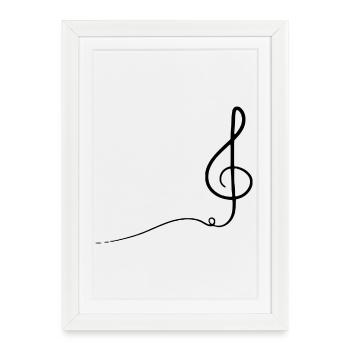 Illustration abstraite de clé de sol musique - Affiche encadrée (27 × 37 cm) - blanc - Devant