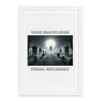 Ombres éternelles dans le cimetière - Affiche encadrée (27 × 37 cm) - blanc - Devant