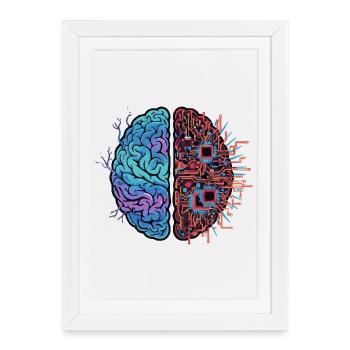 Cerveau robotique Technologie Robotique - Affiche encadrée (27 × 37 cm) - blanc - Devant