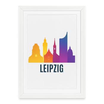 Leipzig Skyline Gradient - Framed poster (27 × 37 cm) - white - Front