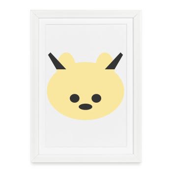 Icône câline d’ours cornu - Affiche encadrée (27 × 37 cm) - blanc - Devant