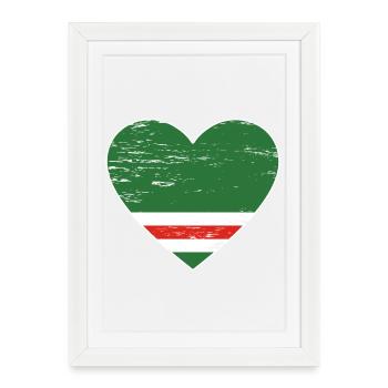 Drapeau de la Tchétchénie coeur utilisé - Affiche encadrée (27 × 37 cm) - blanc - Devant