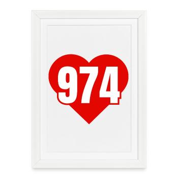 Coeur Rouge 974 - Affiche encadrée (27 × 37 cm) - blanc - Devant