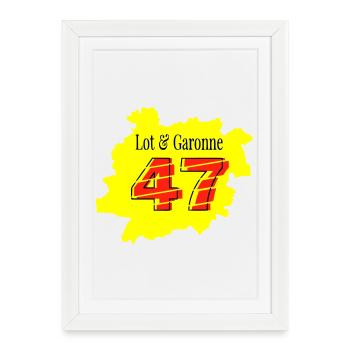Map Lot et Garonne 47 - Framed poster (27 × 37 cm) - white - Front