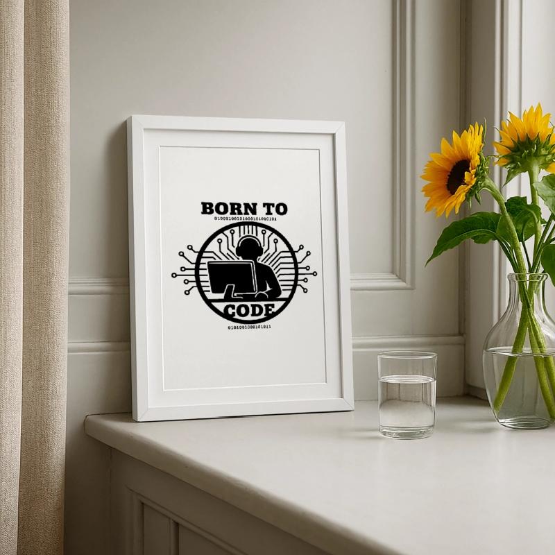 Coder Born to Code Programmer Framed poster (27 × 37 cm)