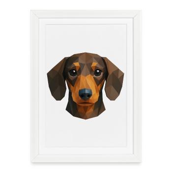 Teckel mignon – Polygon Dog Design - Affiche encadrée (27 × 37 cm) - blanc - Devant