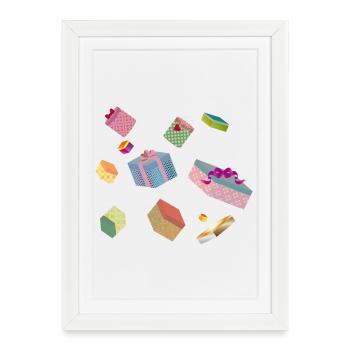 Colourful gift boxes – festively wrapped gifts - Framed poster (27 × 37 cm) - white - Front