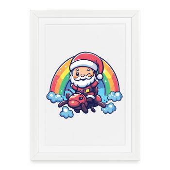 Fourmi Père Noël - Affiche encadrée (27 × 37 cm) - blanc - Devant