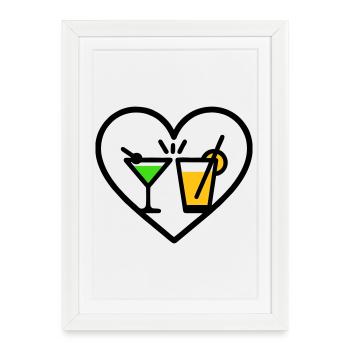 Cocktails, Coeur, Fête d’été, Plage, Cadeau - Affiche encadrée (27 × 37 cm) - blanc - Devant