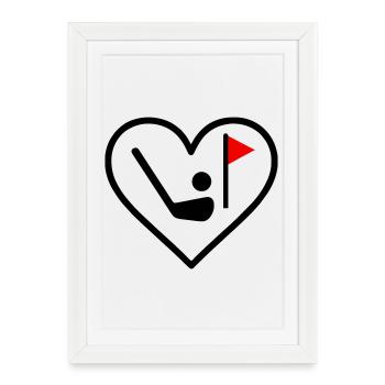 Golf Heart Club Ball Sports Gift - Framed poster (27 × 37 cm) - white - Front