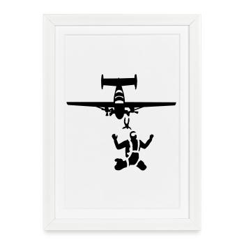 parachutisme - Affiche encadrée (27 × 37 cm) - blanc - Devant