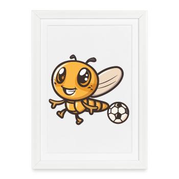 Bee Kick Mascotte Football - Affiche encadrée (27 × 37 cm) - blanc - Devant