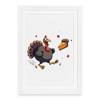 Thanksgiving Drôle Dinde de Thanksgiving - Affiche encadrée (27 × 37 cm) - blanc - Devant