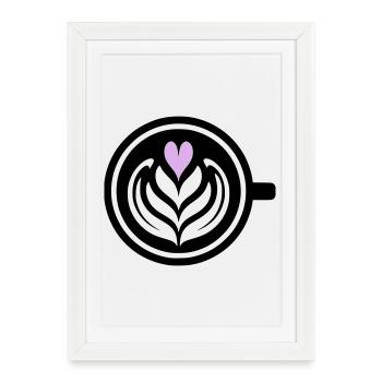 Coffee Love : Latte Art Heart Vector - Affiche encadrée (27 × 37 cm) - blanc - Devant
