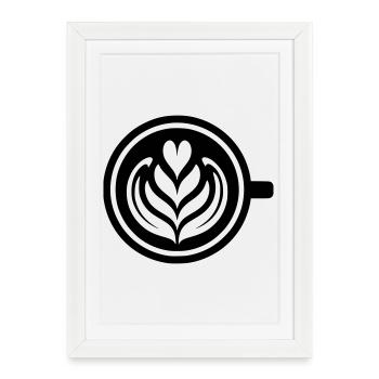 Coffee Love : Latte Art Heart Vector - Affiche encadrée (27 × 37 cm) - blanc - Devant