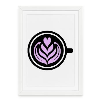 Coffee Love : Latte Art Heart Vector - Affiche encadrée (27 × 37 cm) - blanc - Devant