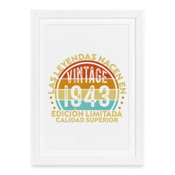 Cadeau d’anniversaire rétro vintage de 1943 - Affiche encadrée (27 × 37 cm) - blanc - Devant