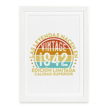 Cadeau d’anniversaire rétro vintage 1942 - Affiche encadrée (27 × 37 cm) - blanc - Devant