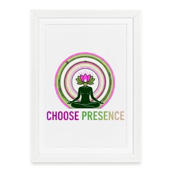 Choisissez la présence - Yoga Méditation Lotus - Affiche encadrée (27 × 37 cm) - blanc - Devant