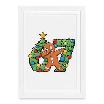 67 Meme-Lebkuchentanz auf dem Weihnachtskranz - Gerahmtes Poster (27 × 37 cm) - Weiß - Vorne